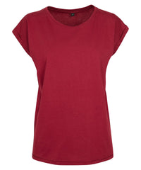 Build Your Brand Women's Extended Shoulder Tee - Burgundy*†