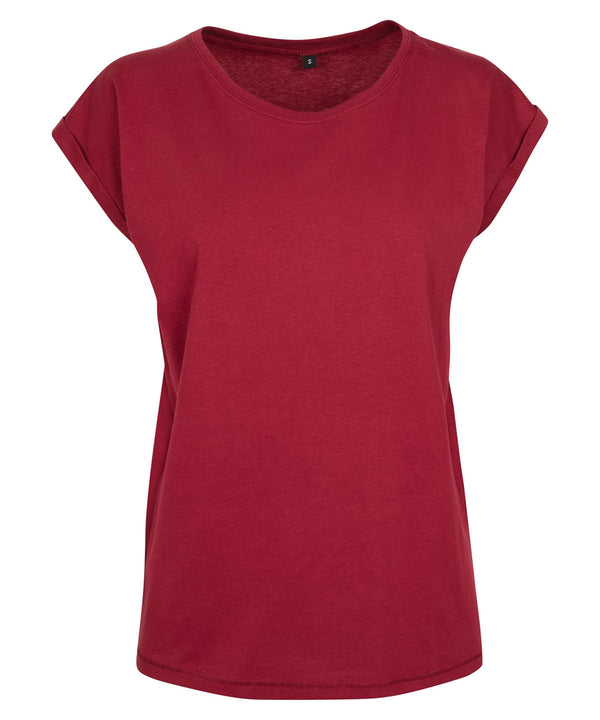 Build Your Brand Women's Extended Shoulder Tee - Burgundy*†