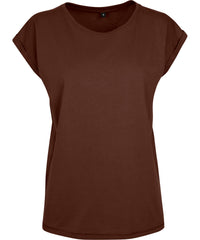 Build Your Brand Women's Extended Shoulder Tee - Chocolate Brown*†