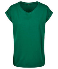 Build Your Brand Women's Extended Shoulder Tee - Forest Green*†