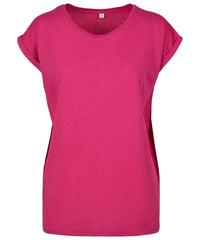Build Your Brand Women's Extended Shoulder Tee - Hibiskus Pink*†