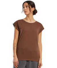 Build Your Brand Women's Extended Shoulder Tee - Black*†