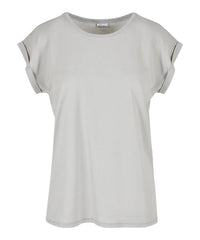 Build Your Brand Women's Extended Shoulder Tee - Light Asphalt*†