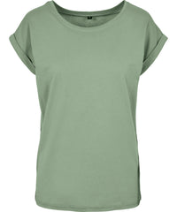 Build Your Brand Women's Extended Shoulder Tee - Magic Salvia*†