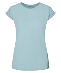 Build Your Brand Women's Extended Shoulder Tee - Ocean Blue*†