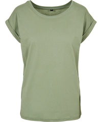 Build Your Brand Women's Extended Shoulder Tee - Soft Salvia*†