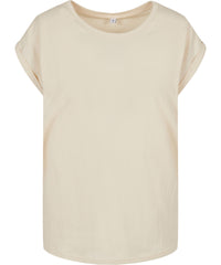 Build Your Brand Women's Extended Shoulder Tee - White Sand*†
