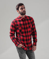 Build Your Brand Checked Flannel Shirt - Black/Red