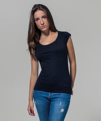 Build Your Brand Women's Back Cut Tee - Black