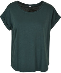 Build Your Brand Women's Long Slub Tee - Bottle Green