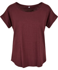 Build Your Brand Women's Long Slub Tee - Cherry