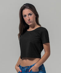 Build Your Brand Women's Cropped Tee - Black