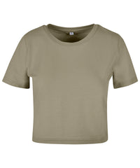 Build Your Brand Women's Cropped Tee - Pale Olive