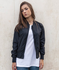 Build Your Brand Women's Light Bomber Jacket - Black