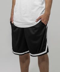 Build Your Brand Two-tone Mesh Shorts - Black/Black/White