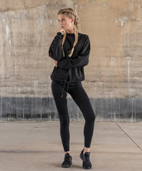 Build Your Brand Women's Oversize Crew Neck - Black