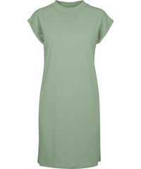 Build Your Brand Women's Turtle Extended Shoulder Dress - Magic Salvia