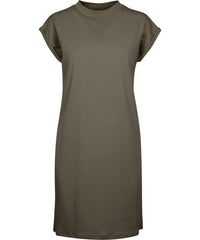 Build Your Brand Women's Turtle Extended Shoulder Dress - Olive
