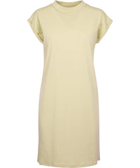 Build Your Brand Women's Turtle Extended Shoulder Dress - Soft Yellow