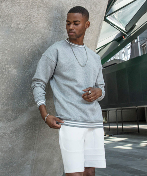 Build Your Brand College Sweat Crew - Heather Grey/White