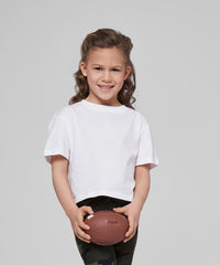 Build Your Brand Girls Cropped Jersey Tee - Black