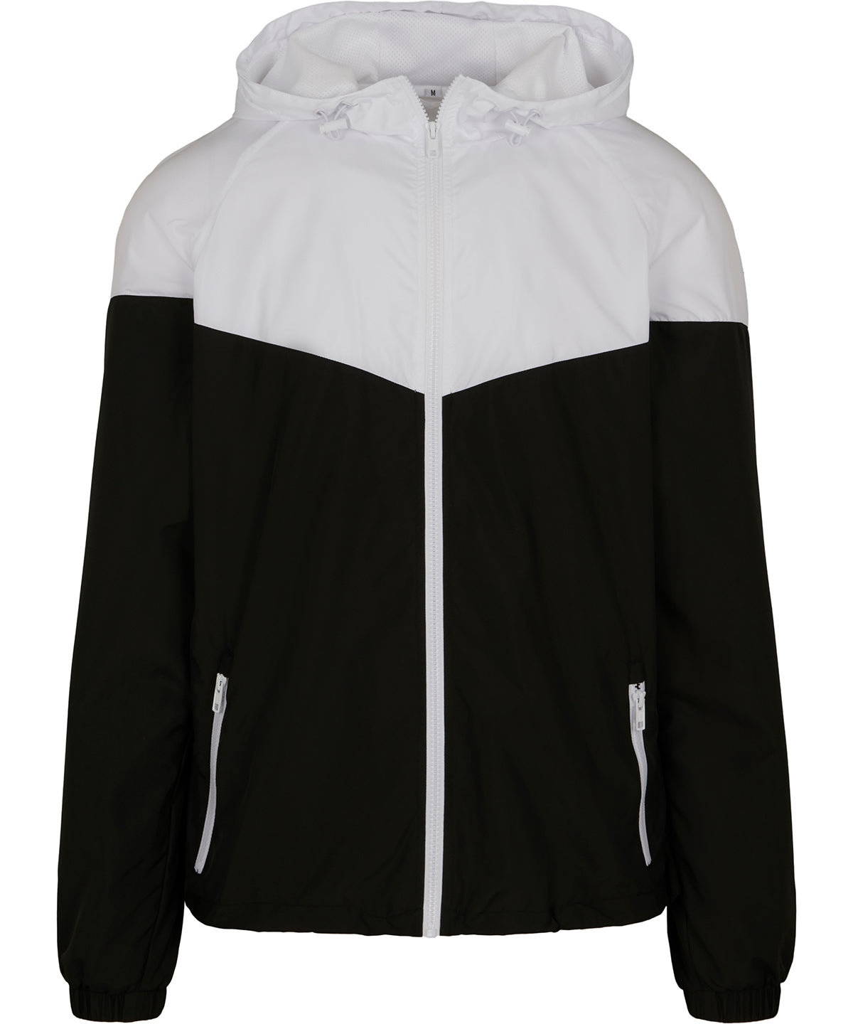 Build Your Brand Two-tone Tech Windrunner Jacket - Black/White