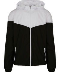 Build Your Brand Two-tone Tech Windrunner Jacket - Black/White