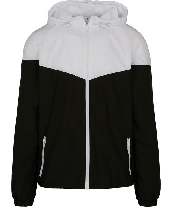 Build Your Brand Two-tone Tech Windrunner Jacket - Black/White