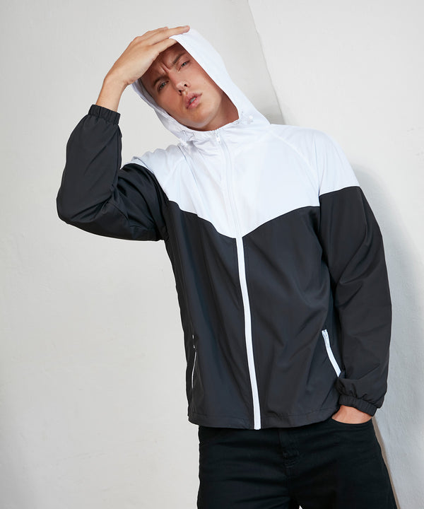 Build Your Brand Two-tone Tech Windrunner Jacket - Black/White