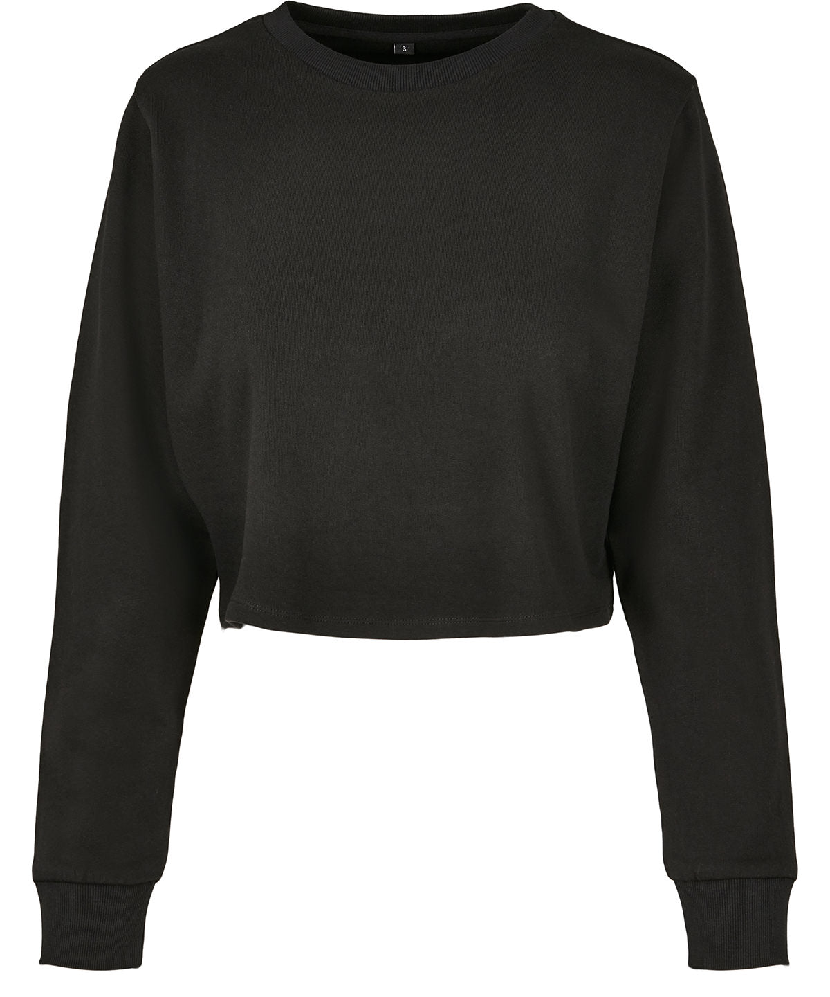 Build Your Brand Women’s Terry Cropped Crew - Black