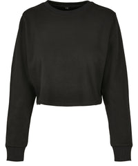 Build Your Brand Women’s Terry Cropped Crew - Black