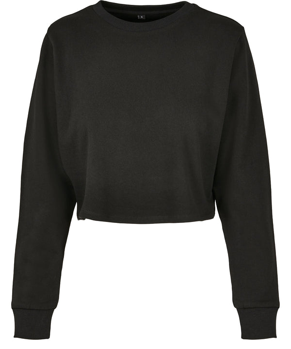 Build Your Brand Women’s Terry Cropped Crew - Black