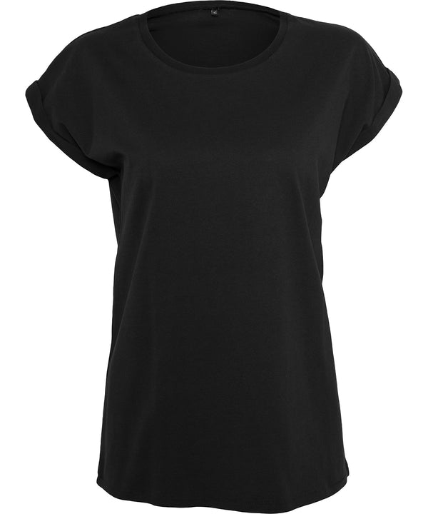 Build Your Brand Women's Organic Extended Shoulder Tee - Black