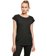 Build Your Brand Women's Organic Extended Shoulder Tee - Black