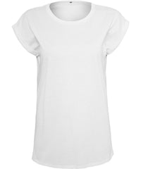 Build Your Brand Women's Organic Extended Shoulder Tee - White