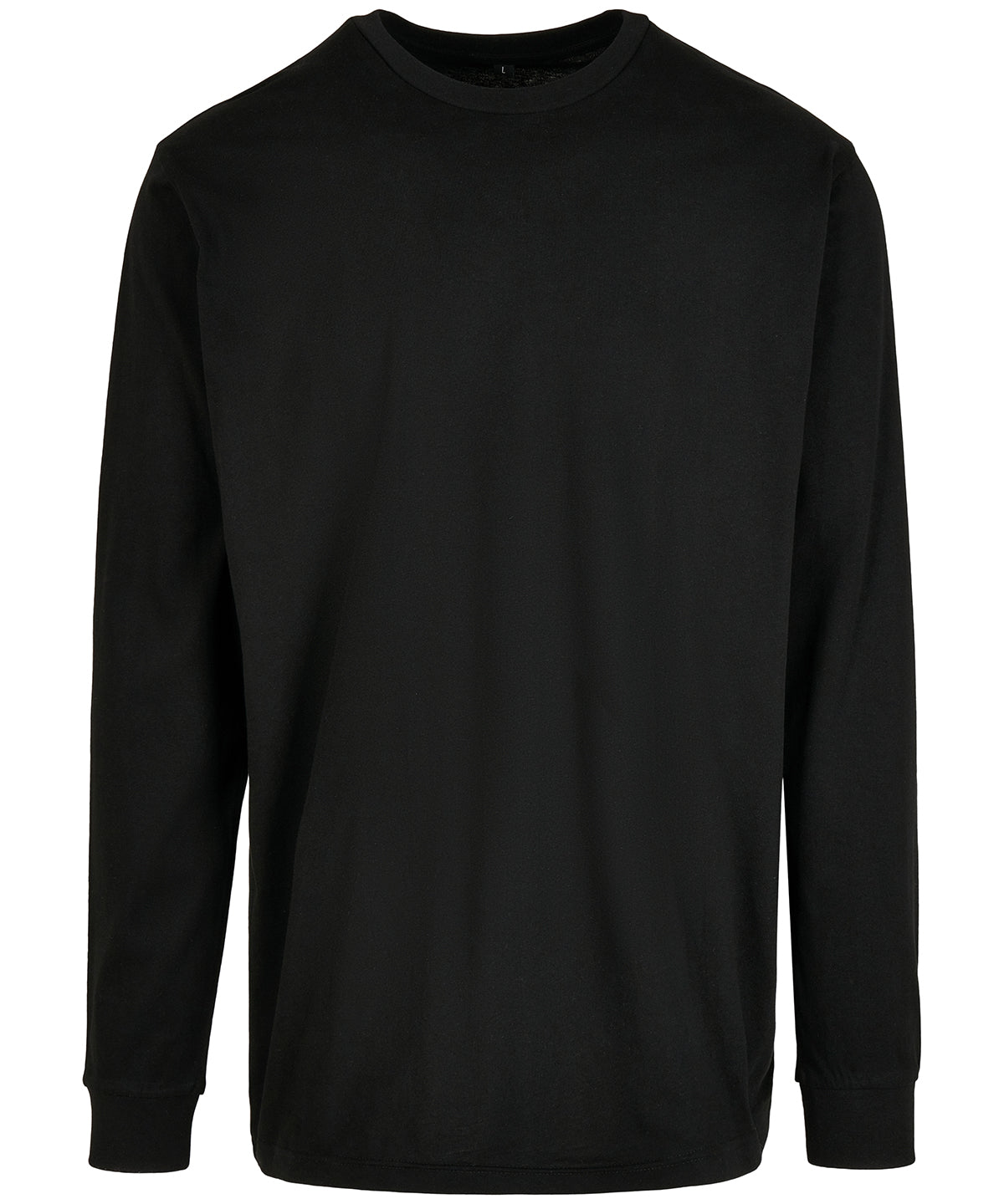 Build Your Brand Organic Long Sleeve with Cuff Rib - Black