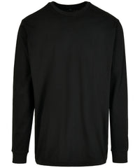 Build Your Brand Organic Long Sleeve with Cuff Rib - Black