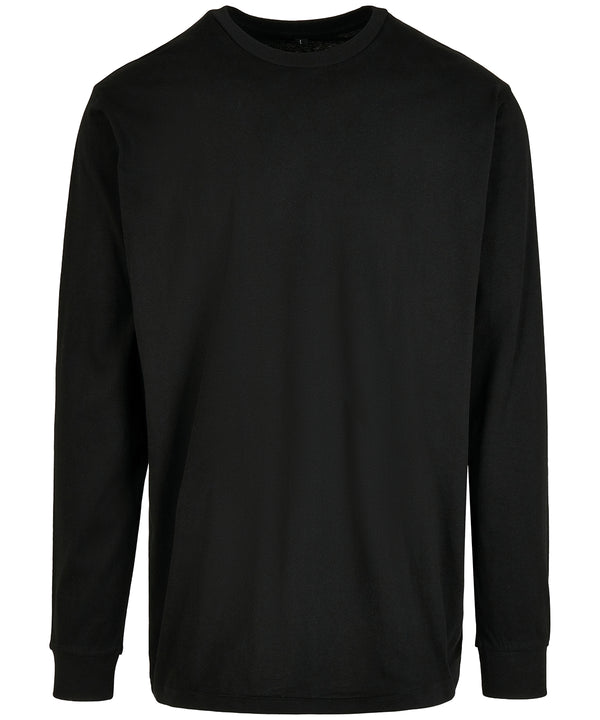 Build Your Brand Organic Long Sleeve with Cuff Rib - Black