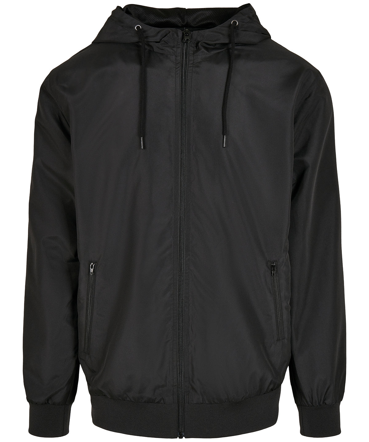 Build Your Brand Recycled Windrunner - Black/Black