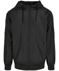 Build Your Brand Recycled Windrunner - Black/Black