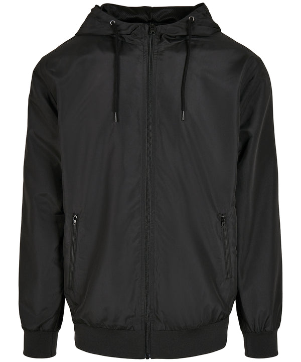 Build Your Brand Recycled Windrunner - Black/Black