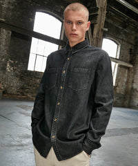 Build Your Brand Denim Shirt - Black Washed