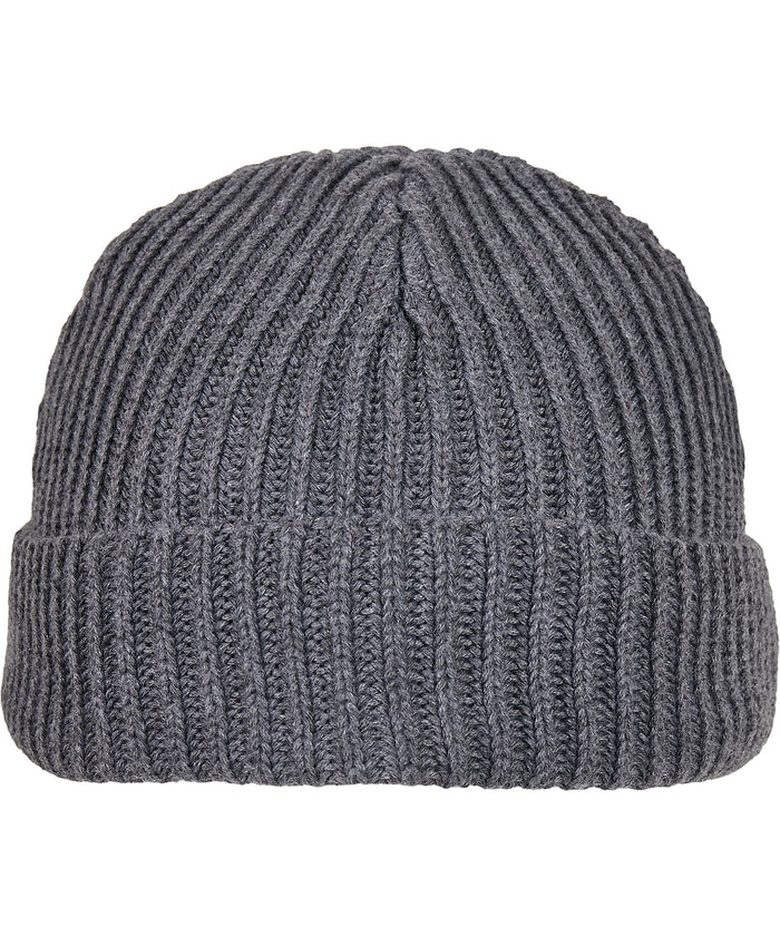 Build Your Brand Recycled Yarn Fisherman Beanie - Asphalt