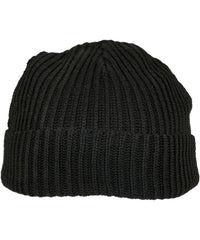 Build Your Brand Recycled Yarn Fisherman Beanie - Black