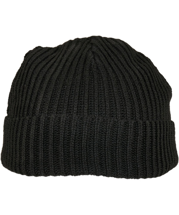 Build Your Brand Recycled Yarn Fisherman Beanie - Black