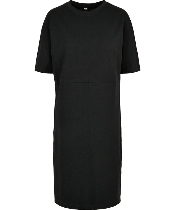 Build Your Brand Women's Organic Oversizes Slit Tee Dress - Black