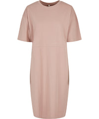 Build Your Brand Women's Organic Oversizes Slit Tee Dress - Dusk Rose