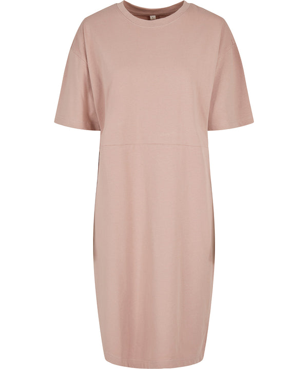 Build Your Brand Women's Organic Oversizes Slit Tee Dress - Dusk Rose