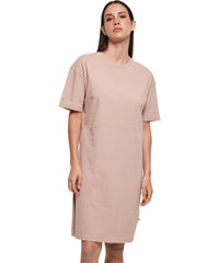 Build Your Brand Women's Organic Oversizes Slit Tee Dress - Black