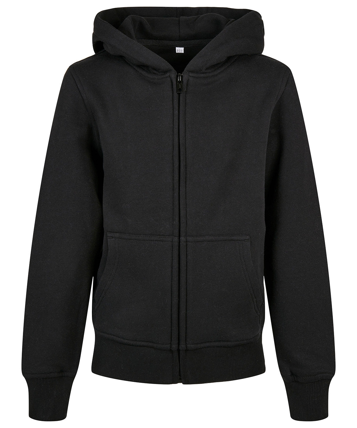 Build Your Brand Organic Kids Basic Zip Hoodie - Black